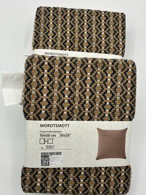 NWT Ikea Morotsmott 20x20 Pillow Covers Lot of 2 Brown Blue Geometric